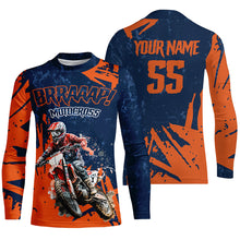 Load image into Gallery viewer, Personalized Motocross Jersey Men Kid UPF30+ Orange Dirt Bike Shirt Extreme Brap Off-Road MX Racing XM14