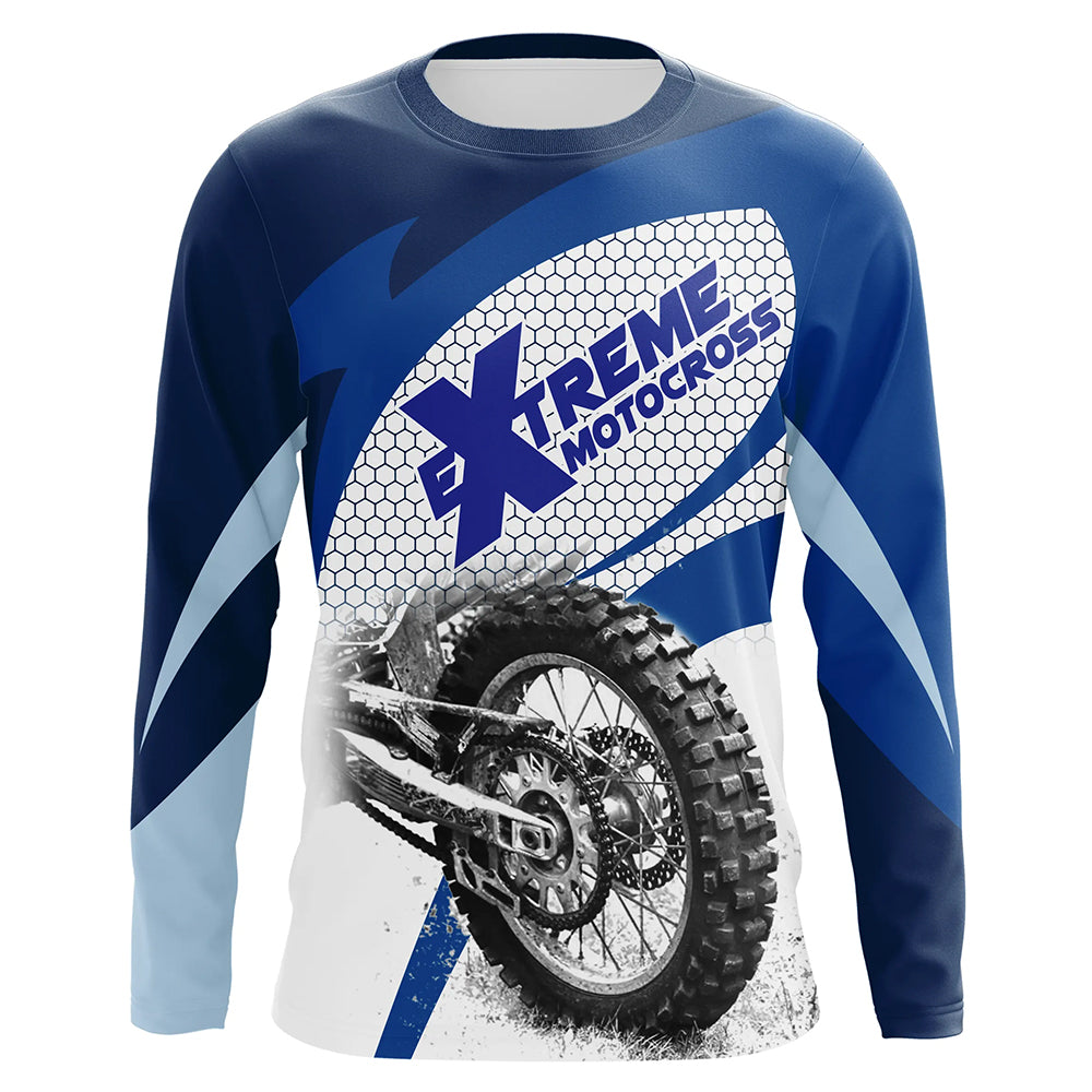 Motocross Jersey Blue UPF30+ Dirt Bike Racing shirt Off-Road Adult Kid Motorcycle XM17