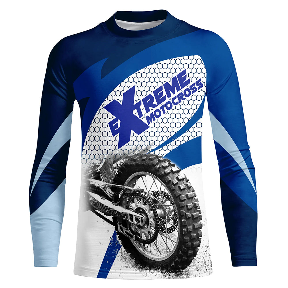 Motocross Jersey Blue UPF30+ Dirt Bike Racing shirt Off-Road Adult Kid Motorcycle XM17