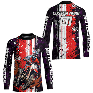 Motocross Racing Jersey Upf30+ Dirt Bike Jersey Motorcycle Off-Road Shirt Red XM312