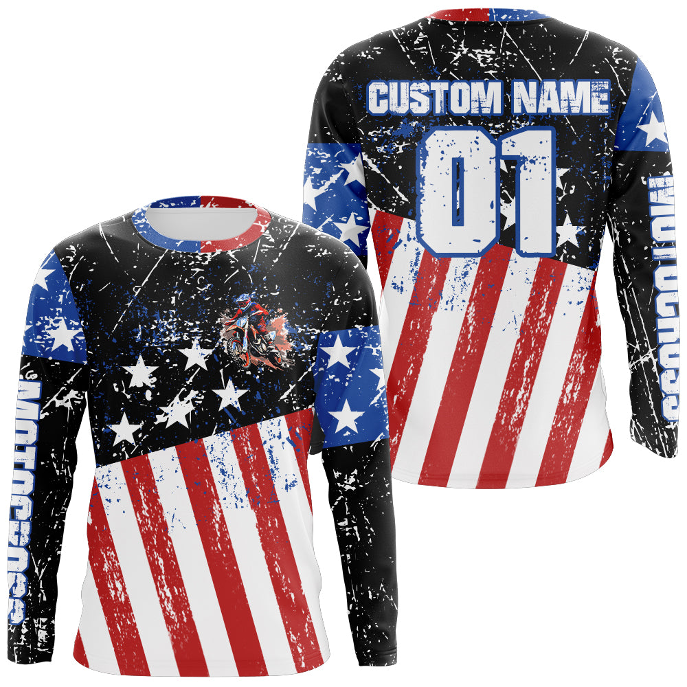 Patriotic Motocross Racing Jersey Kid Adult Dirt Bike Shirt American Flag Riding Shirt XM326