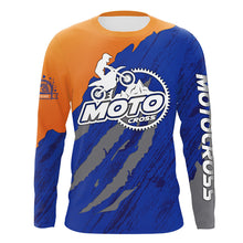 Load image into Gallery viewer, Personalized Motocross Jersey UPF30+ Dirt Bike Off-Road Kid Men Women Motocross Shirt Orange Blue XM18