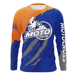 Personalized Motocross Jersey UPF30+ Dirt Bike Off-Road Kid Men Women Motocross Shirt Orange Blue XM18