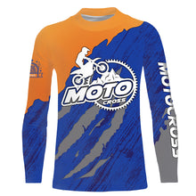 Load image into Gallery viewer, Personalized Motocross Jersey UPF30+ Dirt Bike Off-Road Kid Men Women Motocross Shirt Orange Blue XM18