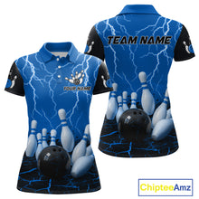 Load image into Gallery viewer, Blue Thunder Lightning &amp; Lava Bowling Shirt for Men Women Team Bowling Jersey MBL92