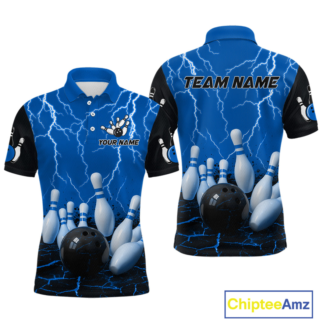 Blue Thunder Lightning & Lava Bowling Shirt for Men Women Team Bowling Jersey MBL92