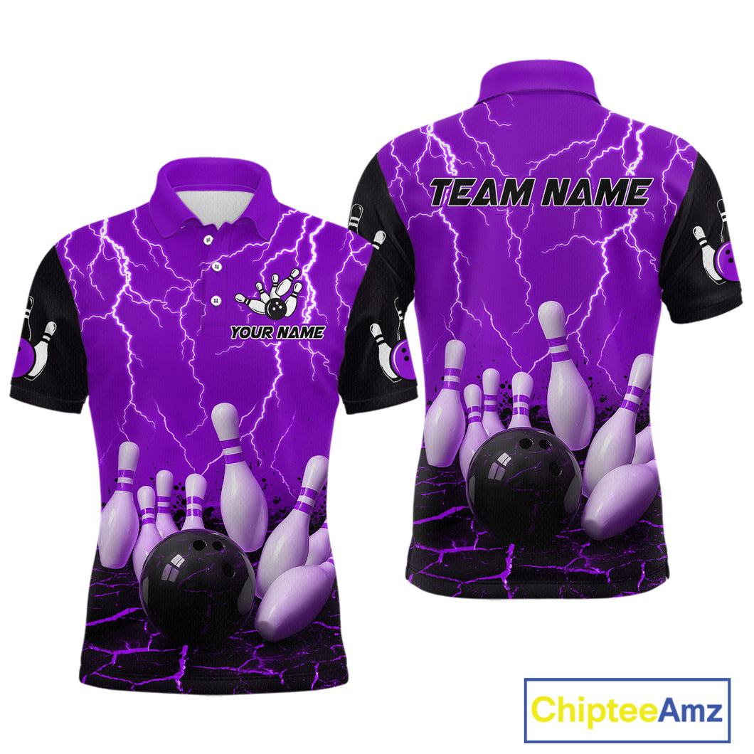 Purple Thunder Lightning & Lava Bowling Shirt for Men Women Team Bowling Jersey MBL92
