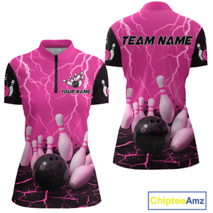 Pink Thunder Lightning & Lava Bowling Shirt for Men Women Team Bowling Jersey MBL92