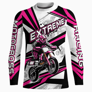 Pink Dirt Bike Racing Jersey Upf30+ Motocross Shirt Men Kid Women Off-Road Jersey XM279