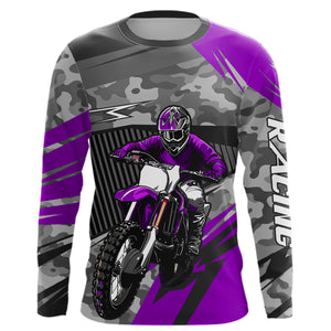 Motocross Racing Jersey Purple Upf30+ Dirt Bike Off-Road Shirt Motorcycle Kid Men Women XM282