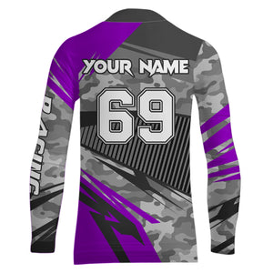 Motocross Racing Jersey Purple Upf30+ Dirt Bike Off-Road Shirt Motorcycle Kid Men Women XM282