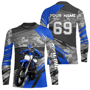 Motocross Racing Jersey Blue Upf30+ Dirt Bike Off-Road Shirt Motorcycle Kid Men Women XM282