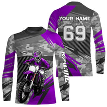 Load image into Gallery viewer, Motocross Racing Jersey Purple Upf30+ Dirt Bike Off-Road Shirt Motorcycle Kid Men Women XM282