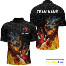 Load image into Gallery viewer, Custom Dragon Flaming Bowling Shirt for Men and Women Team Name Bowling Jersey MBL96