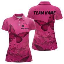 Load image into Gallery viewer, Pink Butterflies Bowling Shirts for Women Men Team Custom Bowling Polo and 1/4 Zip MBL121
