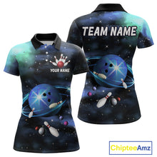 Load image into Gallery viewer, Blue Galaxy Bowling Shirts for Men Women Custom Team Bowling Polo and Quarter Zip MBL123