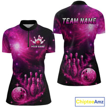 Load image into Gallery viewer, Custom Pink Galaxy Bowling Shirts for Women Men Bowling Jersey for Team Bowl Outfit MBL124