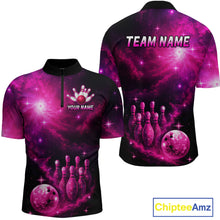 Load image into Gallery viewer, Custom Pink Galaxy Bowling Shirts for Women Men Bowling Jersey for Team Bowl Outfit MBL124