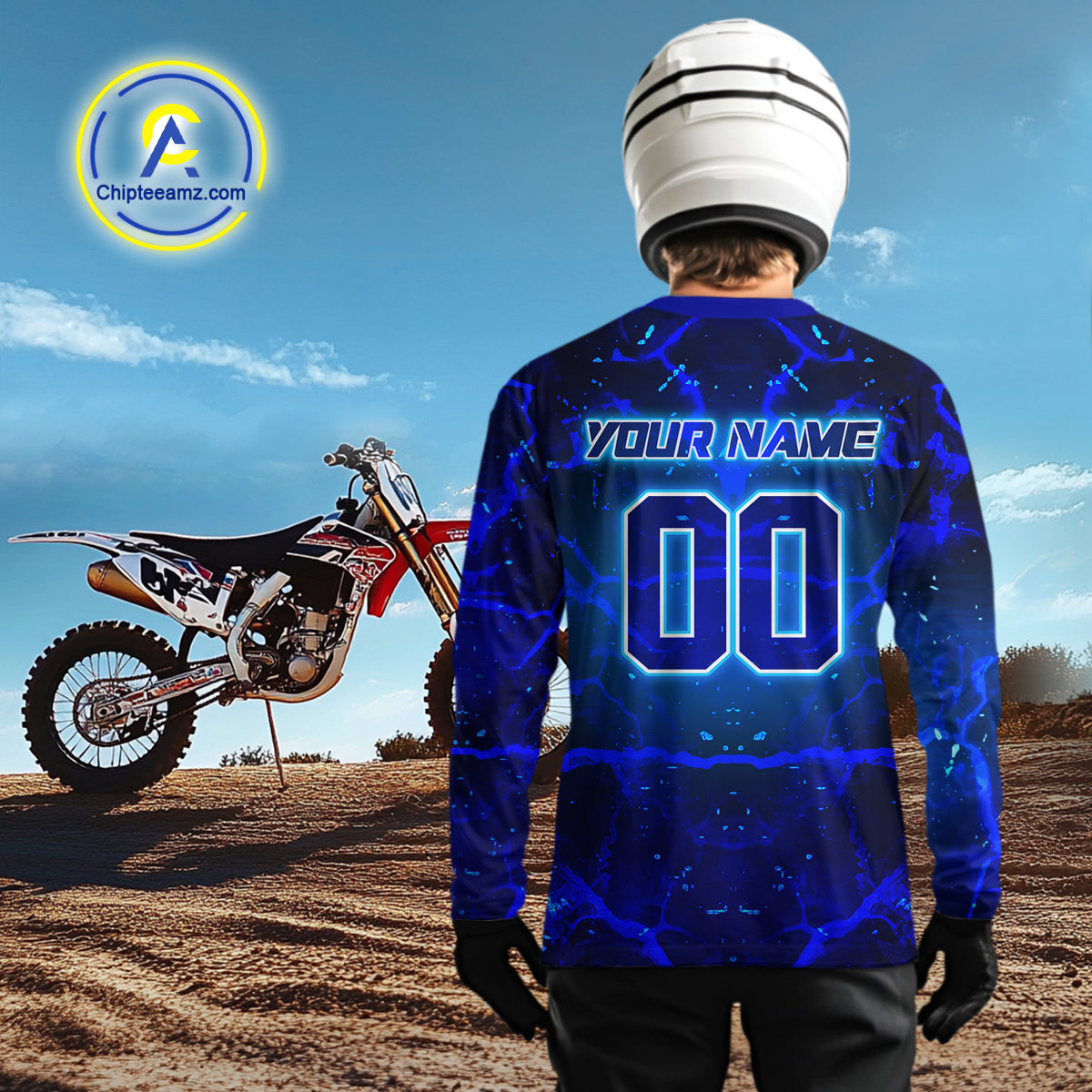 Lightning Motocross Jersey Blue Dirt Bike Shirt Men Kid Women Youth Off Road Shirt XM384