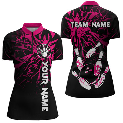 Custom Pink Bowling Shirts Funny Bowling Jersey for Men Women Team Polo&1/4 Zip MBL44