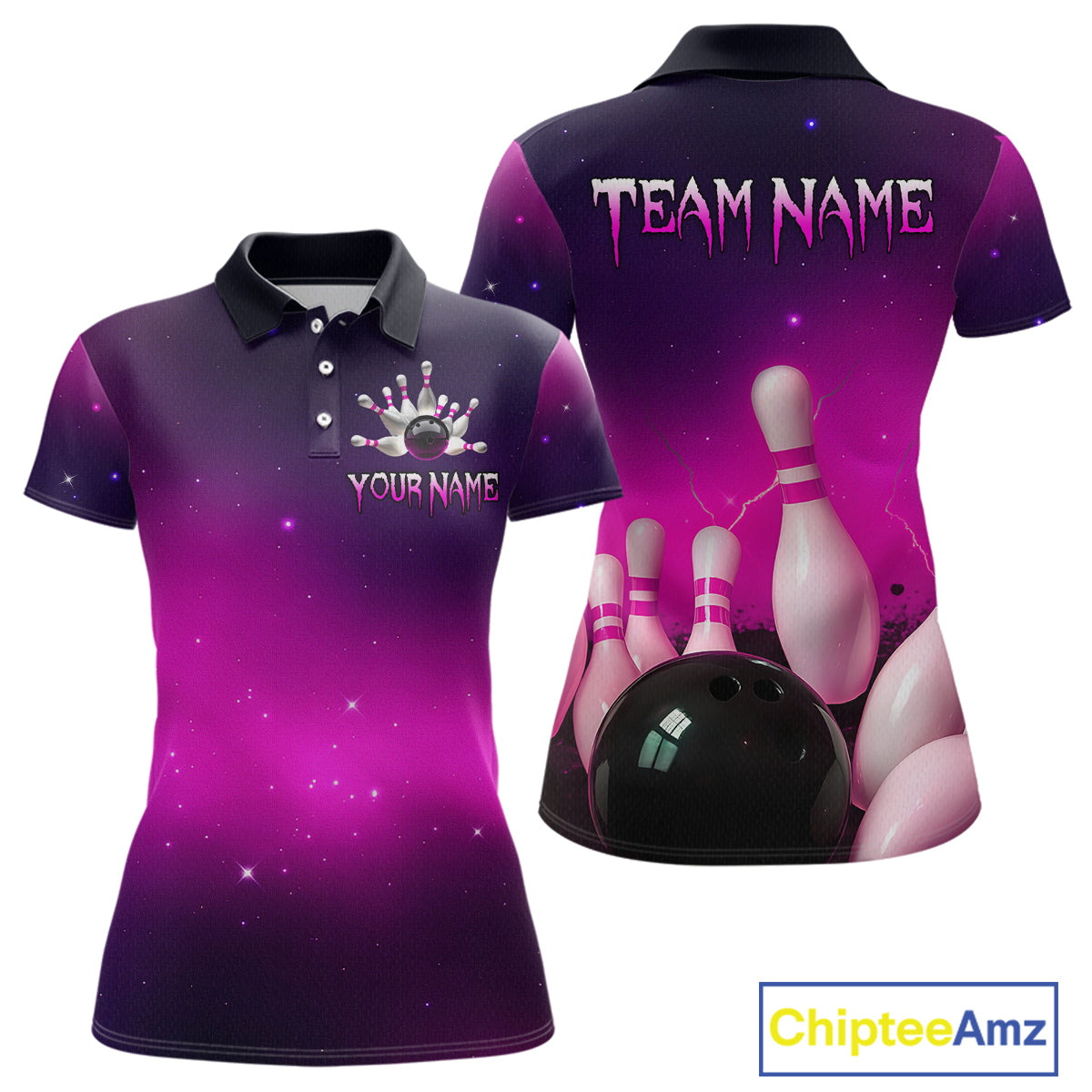 Purple Galaxy Bowling Shirts for Men Women Custom Team Bowling Jersey for Bowlers MBL125
