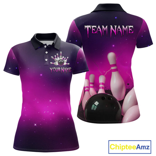 Purple Galaxy Bowling Shirts for Men Women Custom Team Bowling Jersey for Bowlers MBL125
