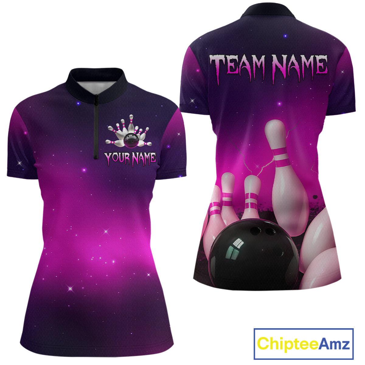 Purple Galaxy Bowling Shirts for Men Women Custom Team Bowling Jersey for Bowlers MBL125