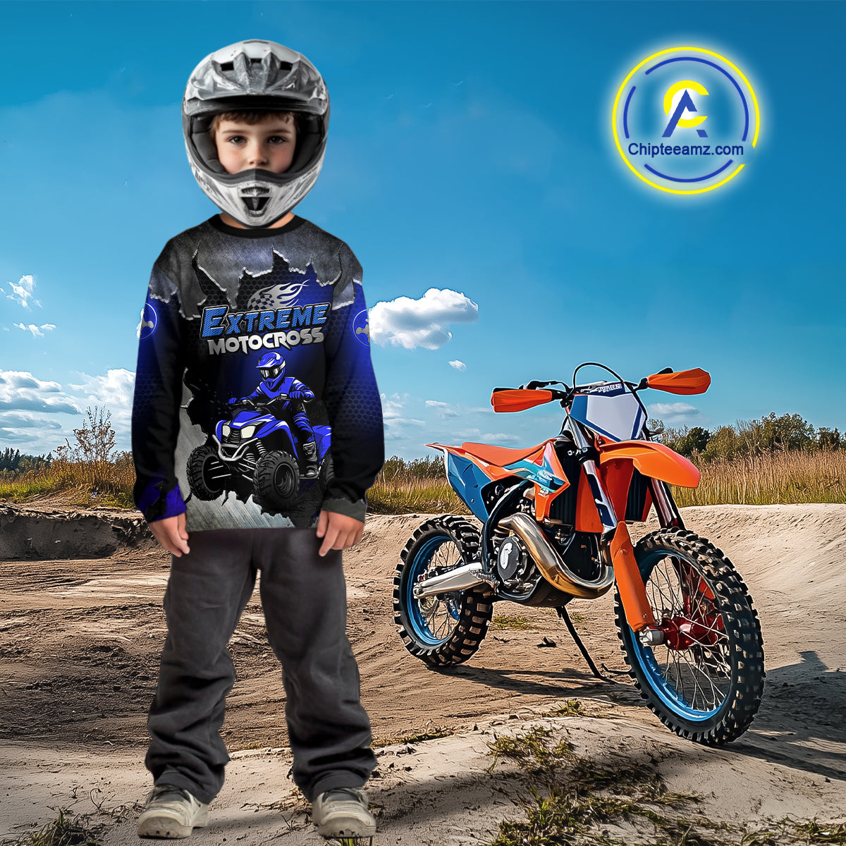 Custom ATV Racing Jersey Blue ATV Riding Shirt Quad ATV Jersey for Men Kid Women MX113