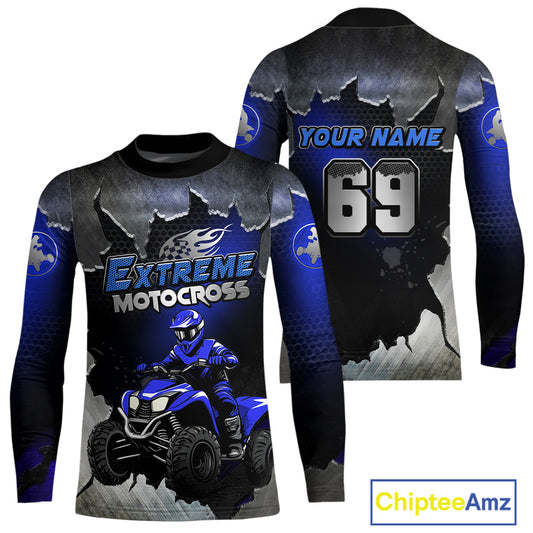 Custom ATV Racing Jersey Blue ATV Riding Shirt Quad ATV Jersey for Men Kid Women MX113