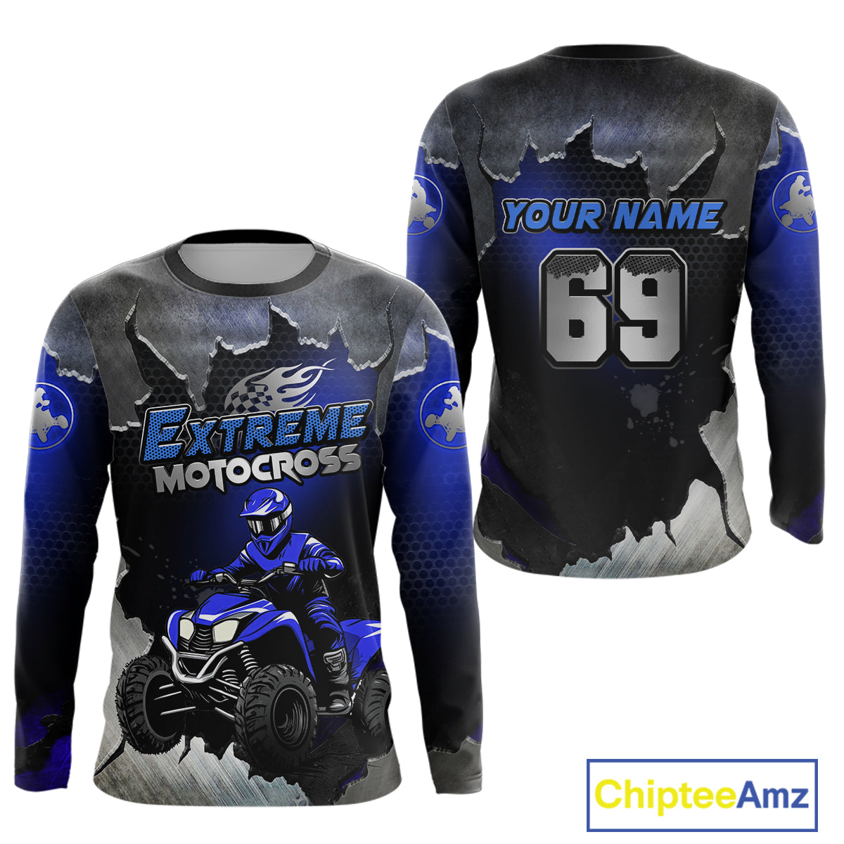Custom ATV Racing Jersey Blue ATV Riding Shirt Quad ATV Jersey for Men Kid Women MX113