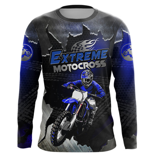 Blue Motocross Racing Jersey Upf30+ Dirt Bike Shirt Youth Men Women Kid  Off-Road XM284