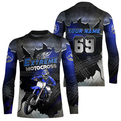 Blue Motocross Racing Jersey Upf30+ Dirt Bike Shirt Youth Men Women Kid  Off-Road XM284