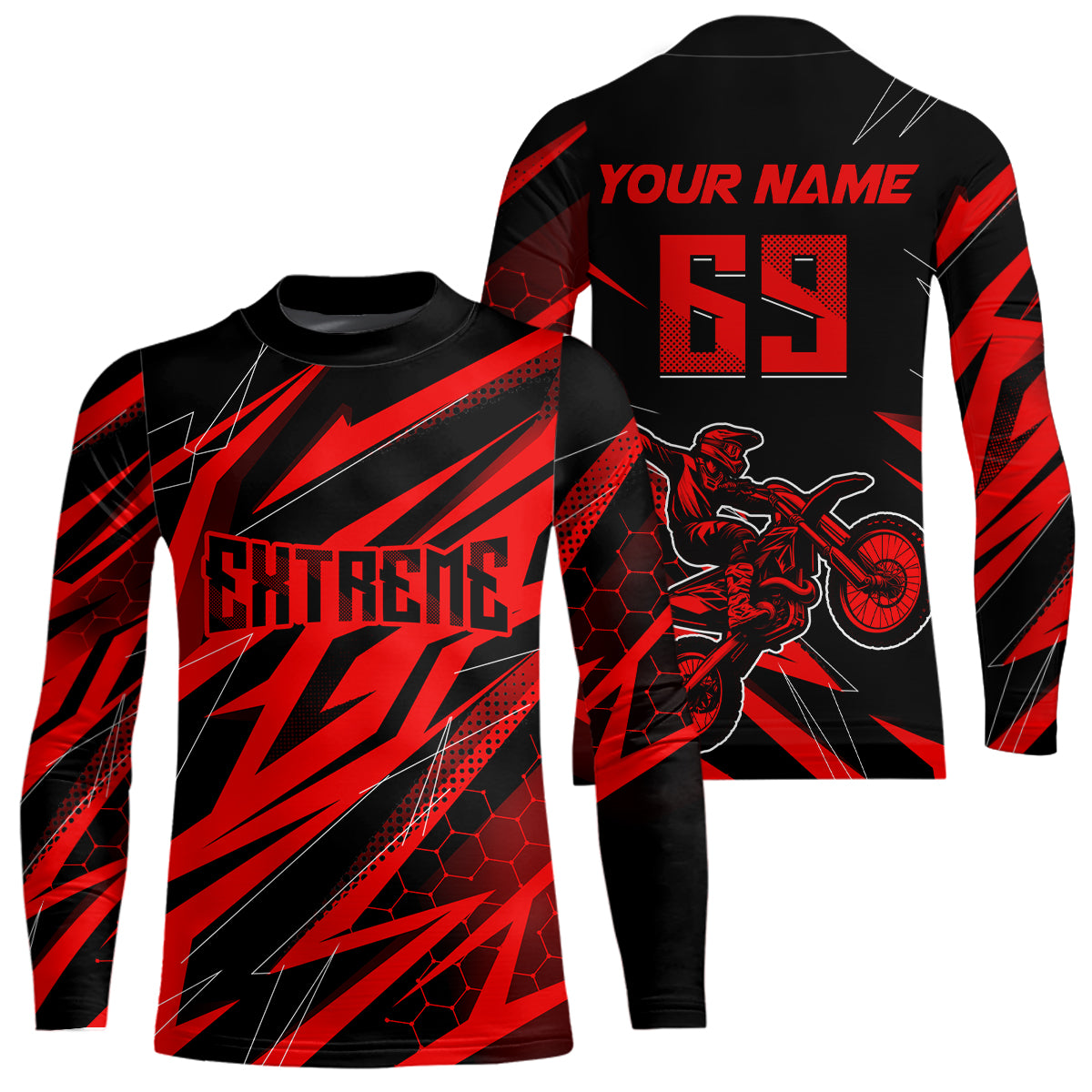 Motocross Jersey Kid Men Women Upf30+ Red Racing Dirt Bike Shirt Off-Road Motorcycle XM286
