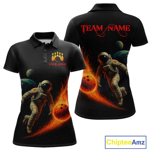 Astronaut Bowling Shirts for Women Men Team Custom Galaxy Bowling Polo and 1/4 Zip MBL171