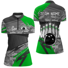 Load image into Gallery viewer, Green Camo Bowling Shirts for Women Men Custom Team Bowling Polo &amp; 1/4 Zip Shirt MBL61