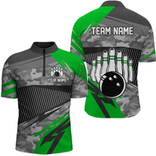 Load image into Gallery viewer, Green Camo Bowling Shirts for Women Men Custom Team Bowling Polo &amp; 1/4 Zip Shirt MBL61