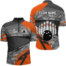 Load image into Gallery viewer, Orange Camo Bowling Shirts for Women Men Custom Team Bowling Polo &amp; 1/4 Zip Shirt MBL61
