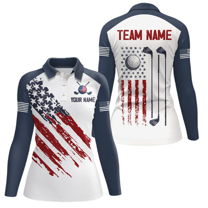 Custom Patriotic Golf Polo Shirt White Golf Shirts for Men Women Team Name MMG45