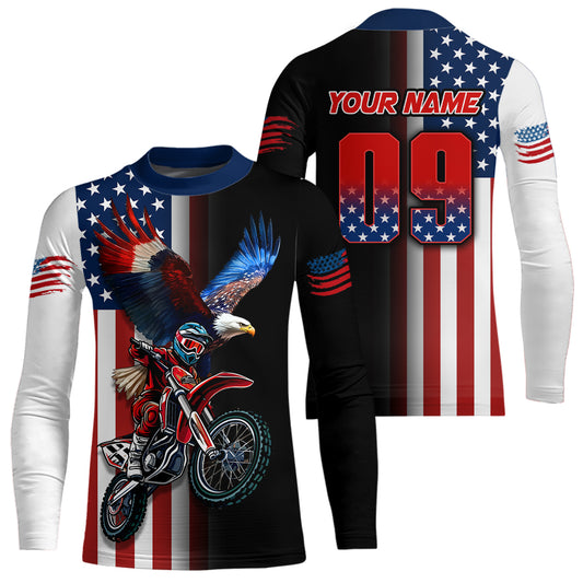 Eagle American Flag Motocross Jersey Dirt Bike Racing Shirts for Men Kid Women XM348