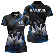 Load image into Gallery viewer, Blue Bowling Shirts for Men Women Team Custom Bowling Polo &amp; Quarter Zip Shirt MBL71