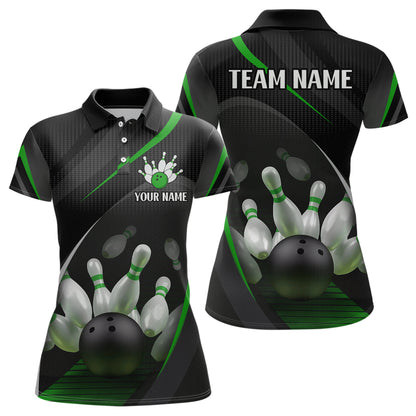 Green Bowling Shirts for Men Women Team Custom Bowling Polo & Quarter Zip Shirt MBL71