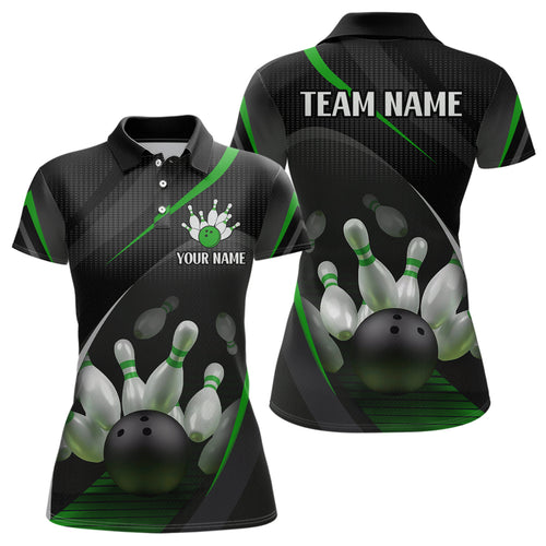 Green Bowling Shirts for Men Women Team Custom Bowling Polo & Quarter Zip Shirt MBL71