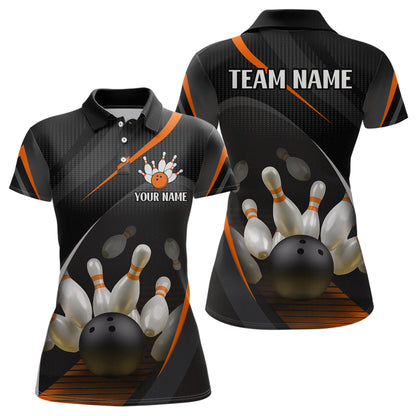 Orange Bowling Shirts for Men Women Team Custom Bowling Polo & Quarter Zip Shirt MBL71