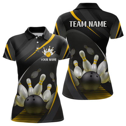 Yellow Bowling Shirts for Men Women Team Custom Bowling Polo & Quarter Zip Shirt MBL71