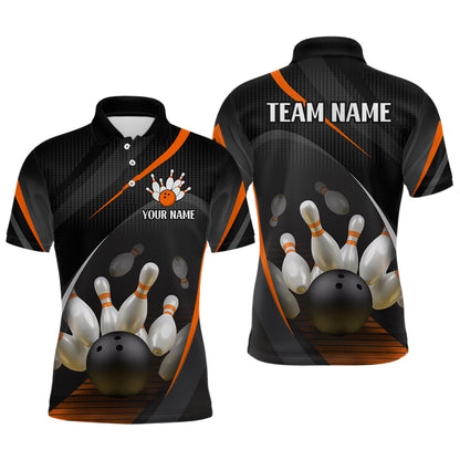 Orange Bowling Shirts for Men Women Team Custom Bowling Polo & Quarter Zip Shirt MBL71