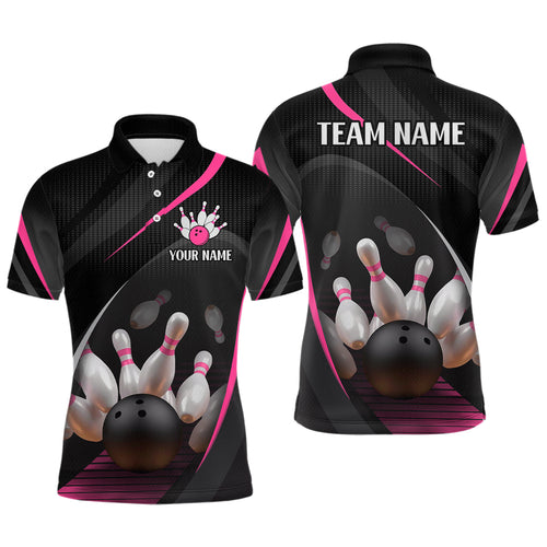 Pink Bowling Shirts for Men Women Team Custom Bowling Polo & Quarter Zip Shirt MBL71