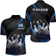 Load image into Gallery viewer, Blue Bowling Shirts for Men Women Team Custom Bowling Polo &amp; Quarter Zip Shirt MBL71