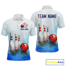 Load image into Gallery viewer, Watercolor Blue Bowling Shirts for Men Women Team Bowling Jersey for Bowlers MBL142