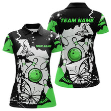 Load image into Gallery viewer, Custom Green Butterflies Bowling Shirt for Men Women Team Bowling Polo&amp;Quater Zip MBL76