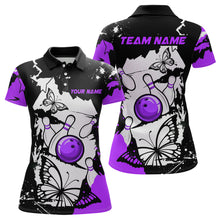 Load image into Gallery viewer, Custom Purple Butterflies Bowling Shirt for Men Women Team Bowling Polo&amp;Quater Zip MBL76